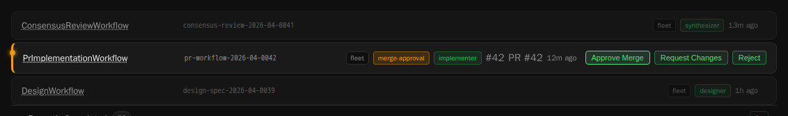 Human gate: dashboard signal approval UI