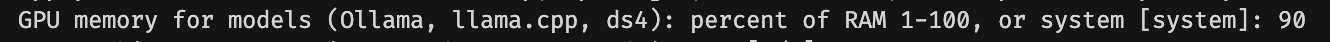 mac-studio-server asking how much RAM to make available to local model backends.
